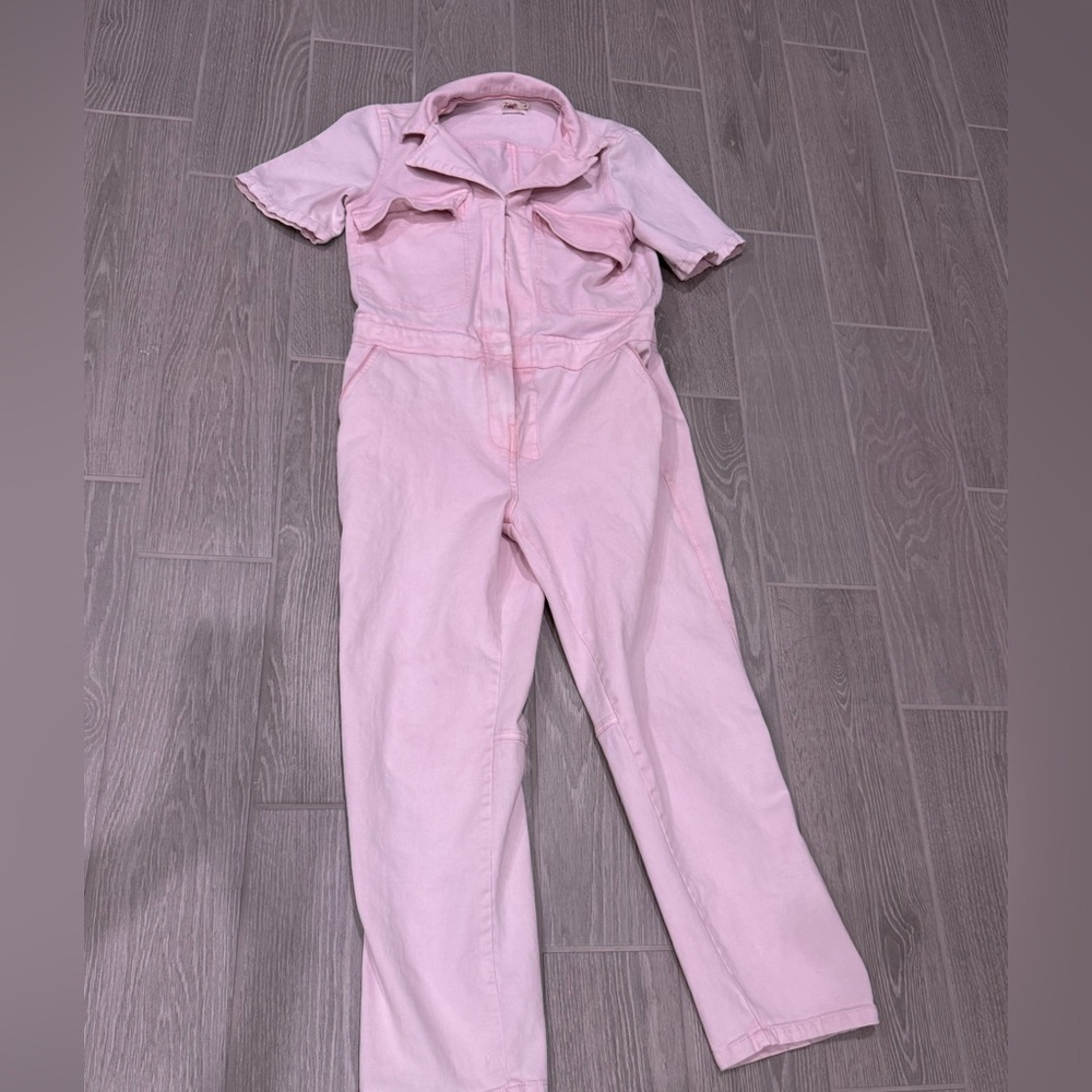 FAHERTY Light Pink Organic Cotton Denim Coveralls Jumpsuit Size Small GUC - Picture 5 of 8